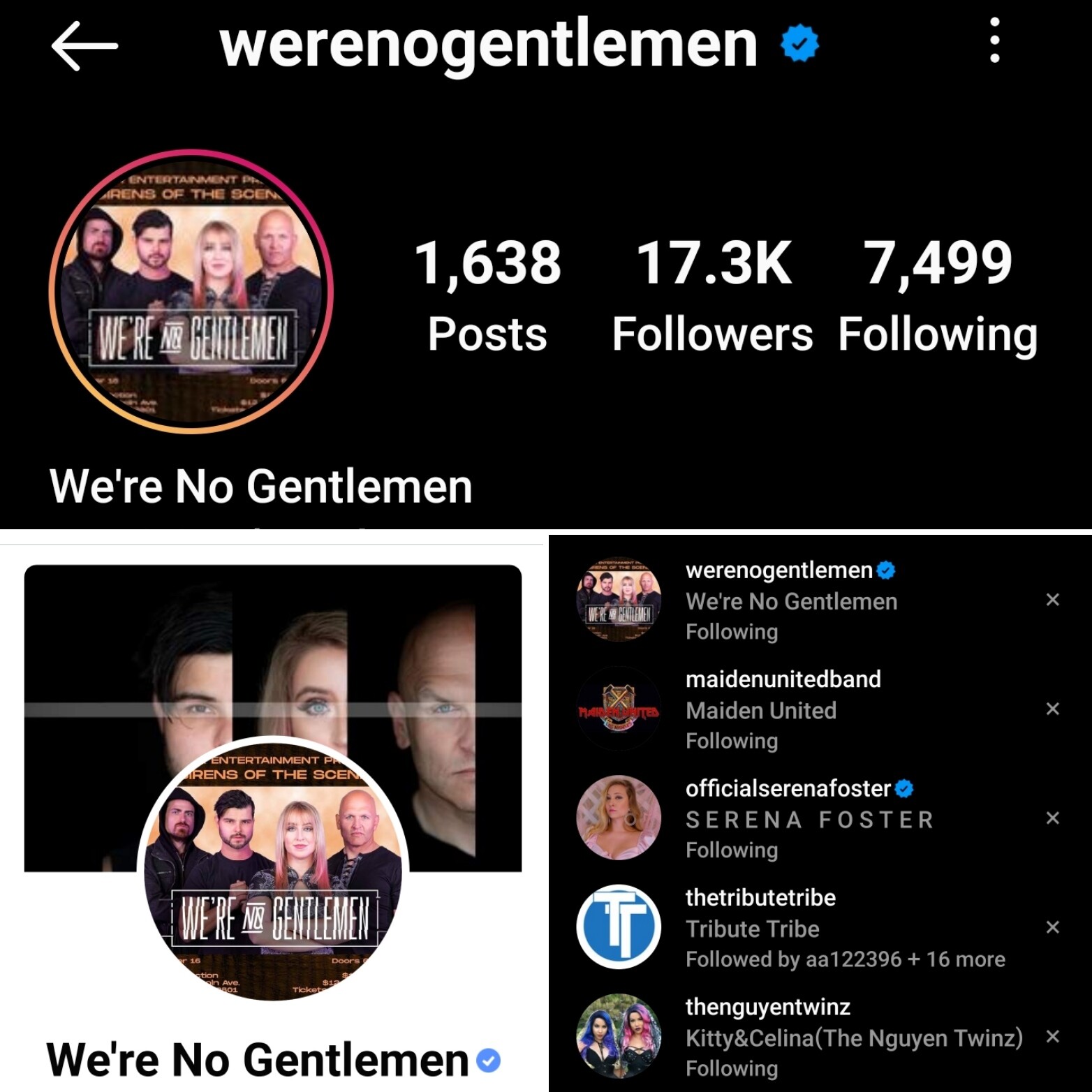 We're No Gentlemen verified on Instagram and Facebook